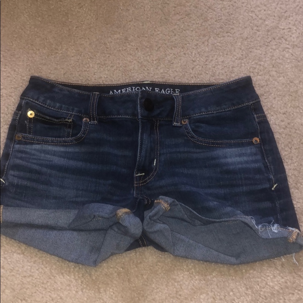 american eagle dark jean shorts